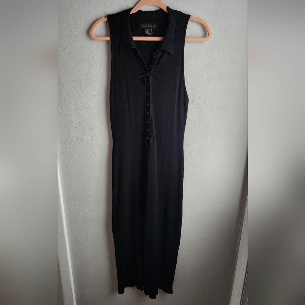HOUSE OF HARLOW 1960 REVOLVE Ribbed Knit Black Midi Dress XL